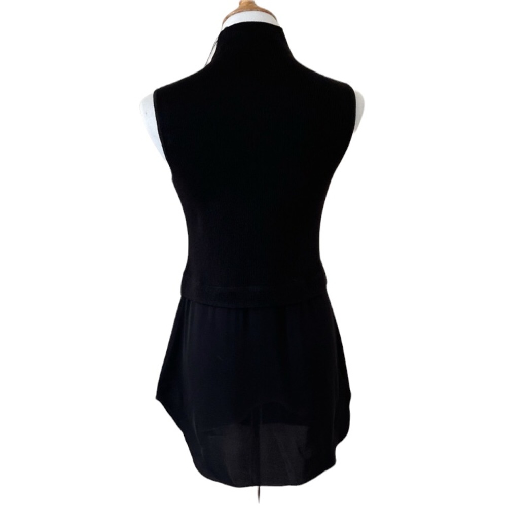 Theory black mock neck sleeveless ribbed knit sweater with shirt tails, Small - Picture 6 of 7
